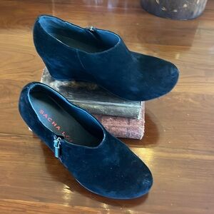 Sacha London Black Suede Wedge Ankle Boots